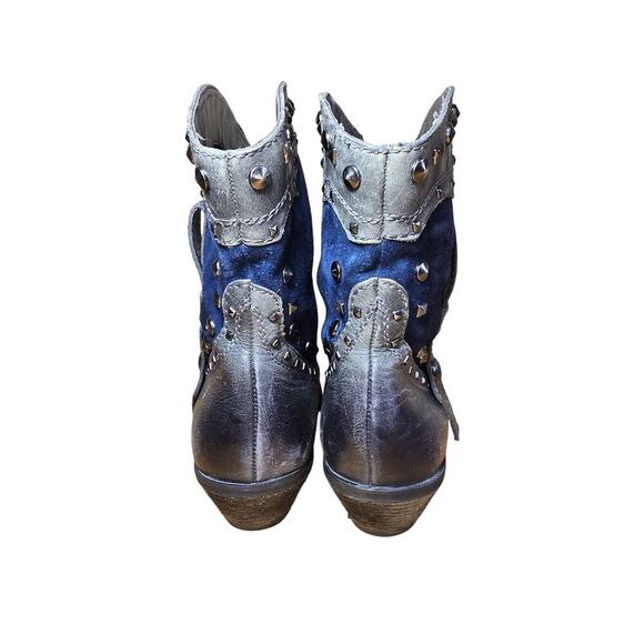 VINCE CAMUTO Madalissa Booties Gray Blue Studded Leather Ankle Boots 10 B - Picture 2 of 8